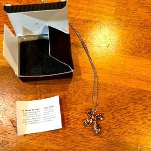 Avon garnet cross necklace